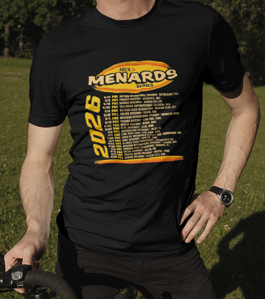 ARCA Menards Series 2026 Racing Schedule Calendar Featuring Key Race Dates And Locations T-Shirt
