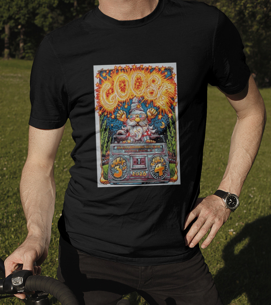GOOSE July 3 4 2026 Saratoga Performing Arts Center Saratoga Springs NY Wizard Driving Van Fireworks Glasses Stars T-Shirt