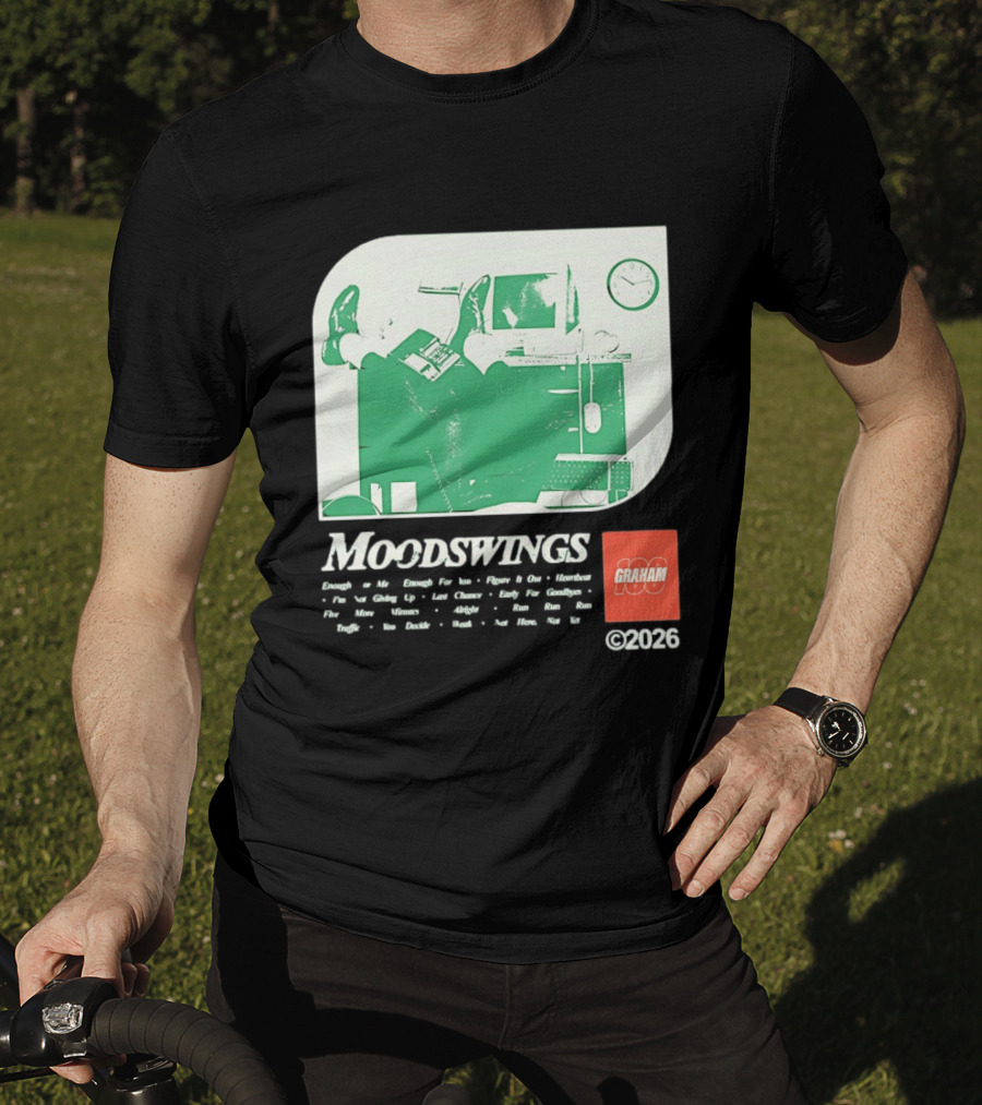 MOODSWINGS Graham 2023 Man Resting Legs On Desk Computer T-Shirt