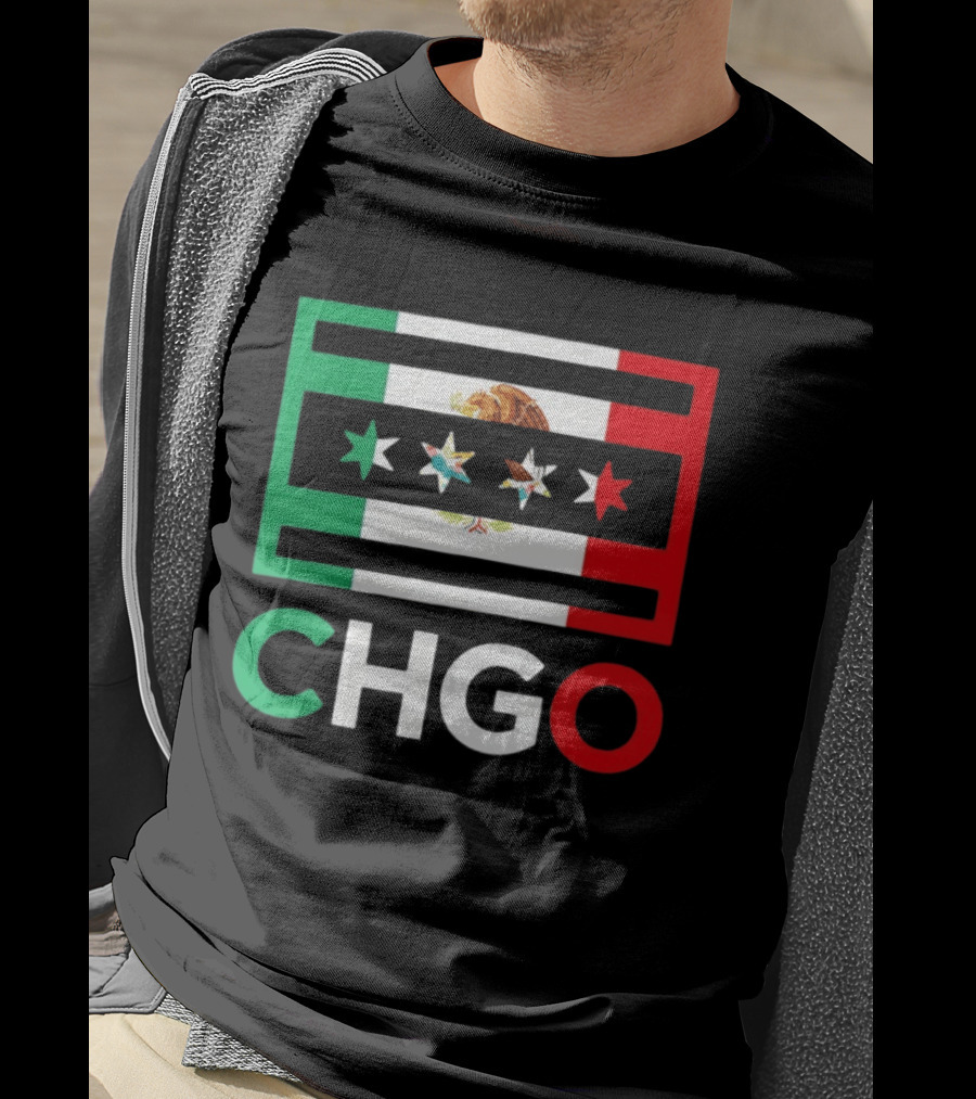 CHGO Mexico Flag Colors With Eagle And Stars T-Shirt