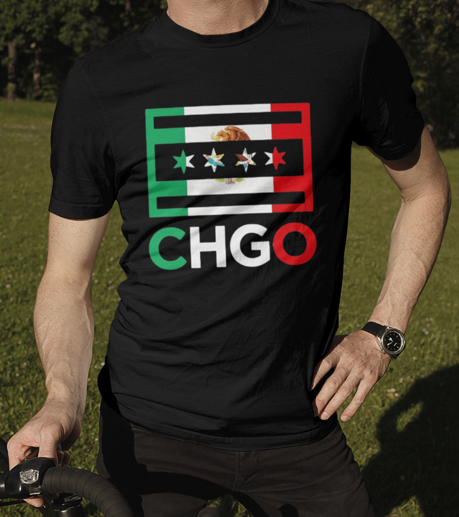 CHGO Mexico Flag Colors With Eagle And Stars T-Shirt