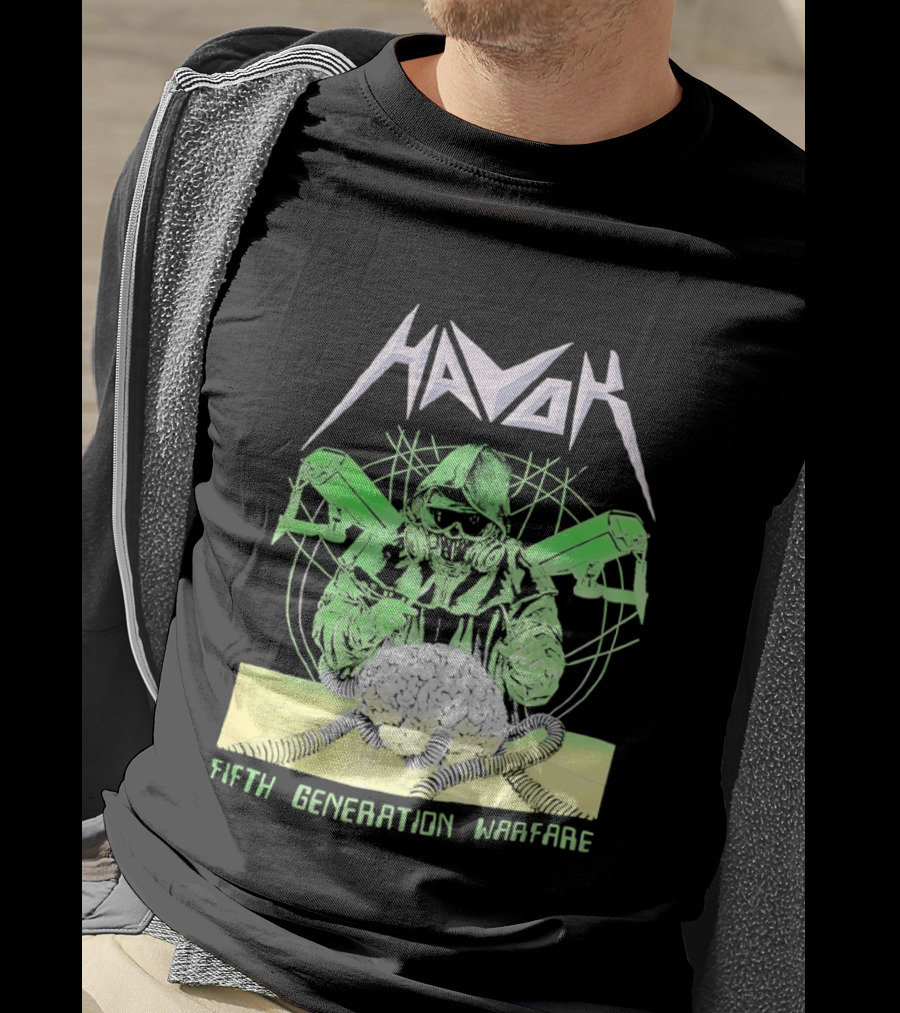 Havok Fifth Generation Warfare Mask Guns Skull T-Shirt
