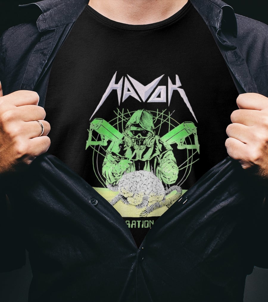 Havok Fifth Generation Warfare Mask Guns Skull T-Shirt