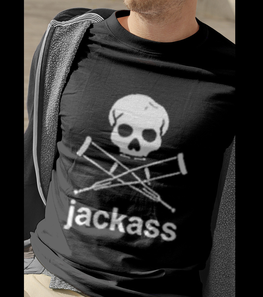 Jackass Skull Crutches Logo Ryan Dunn Toy Car Butt X Ray T-Shirt