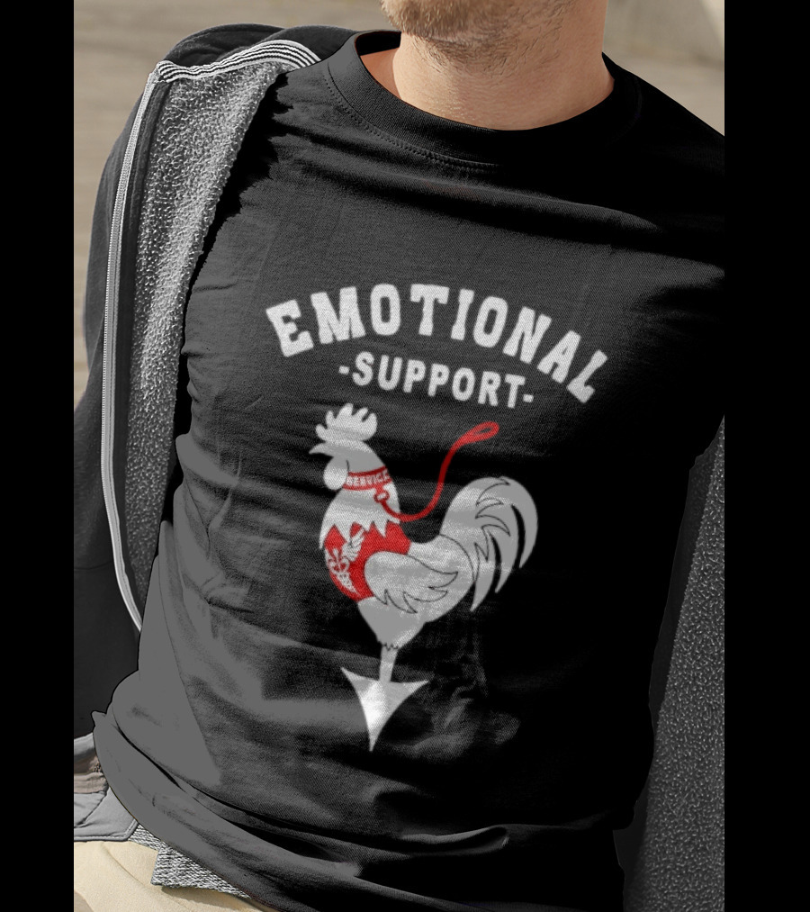Emotional Support Service Rooster Chicken T-Shirt