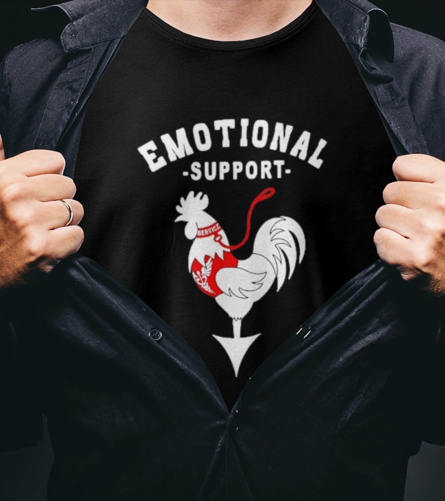 Emotional Support Service Rooster Chicken T-Shirt