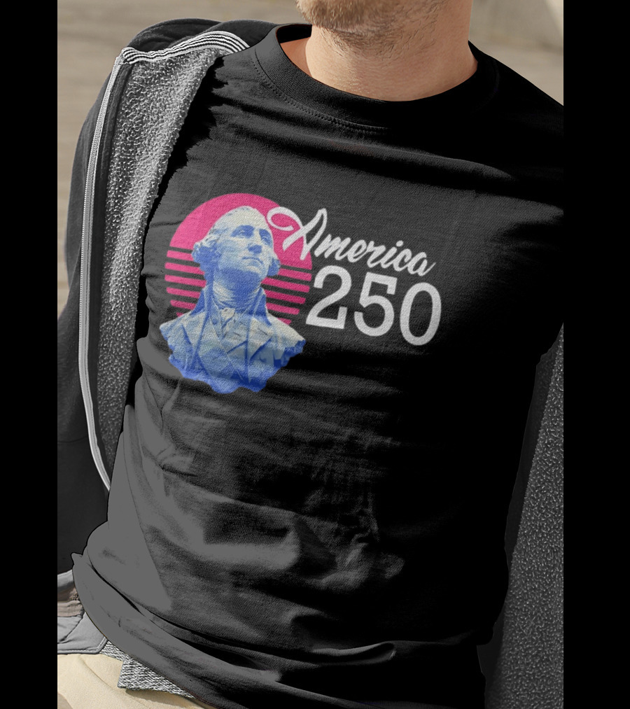 George Washington America 250 Synthwave Retro Bust T-Shirt