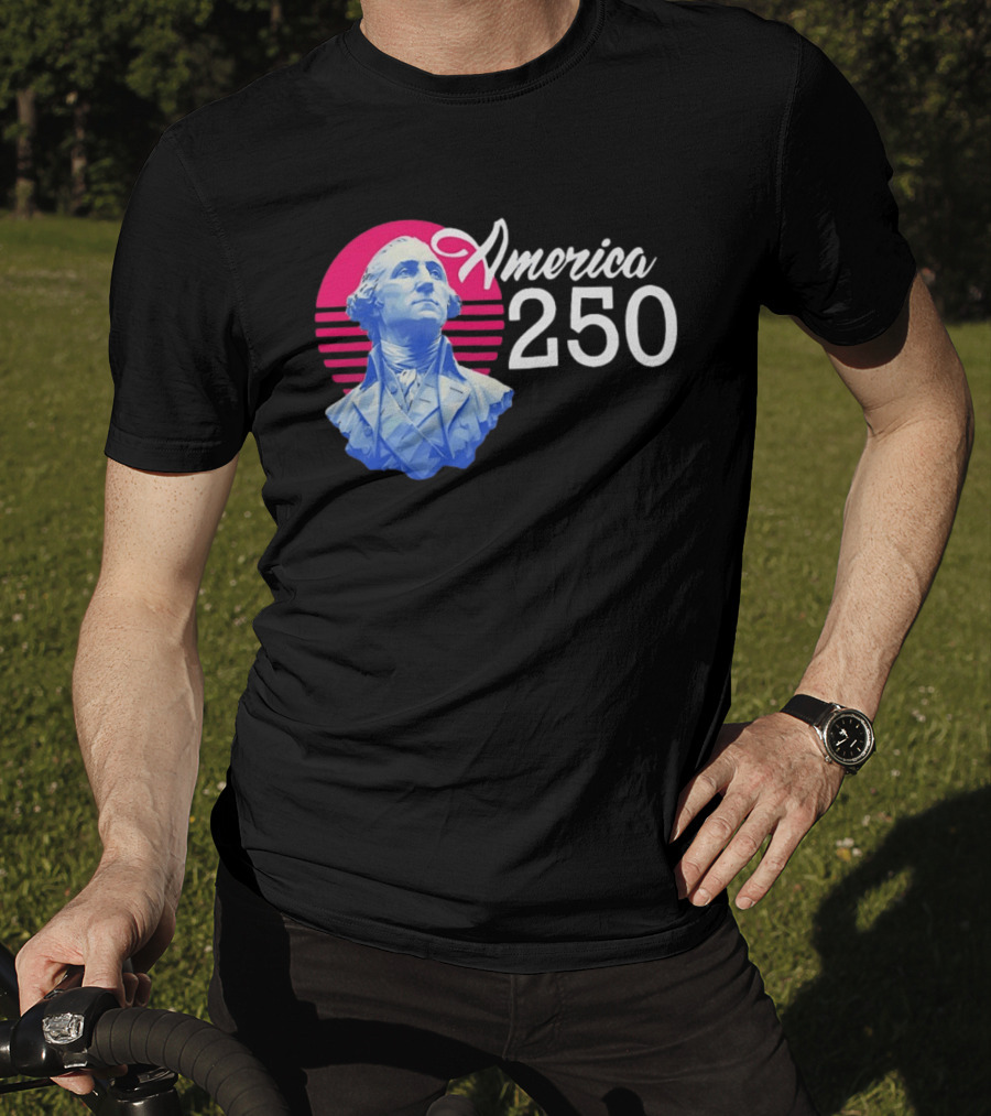 George Washington America 250 Synthwave Retro Bust T-Shirt
