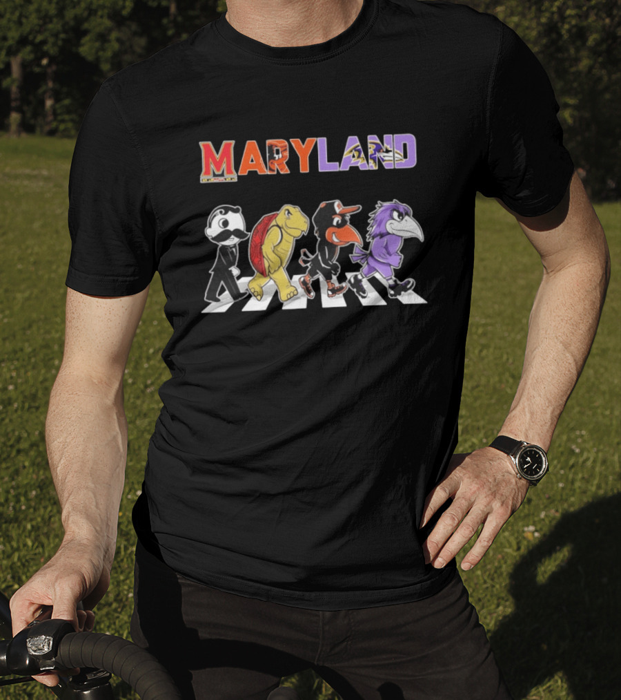 Maryland Baltimore Orioles Ravens Mascots Abbey Road Sports Characters T-Shirt