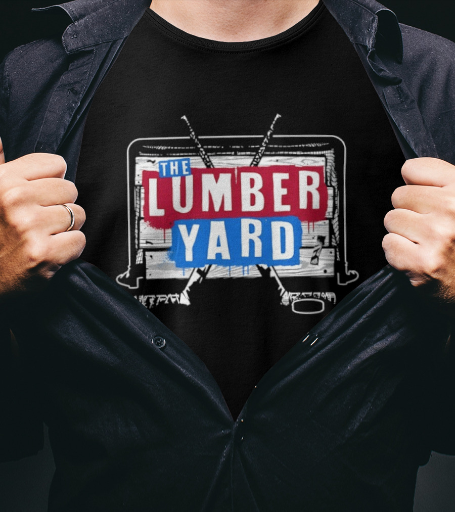 The Lumber Yard DNVR Hockey Sports Logo Hockey Rink Sticks T-Shirt