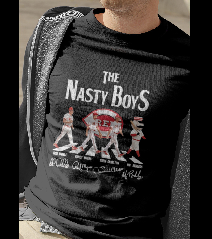 The Nasty Boys Cincinnati Reds Rob Dibble Randy Myers Norm Charlton Mr Redlegs Abbey Road Signatures T-Shirt