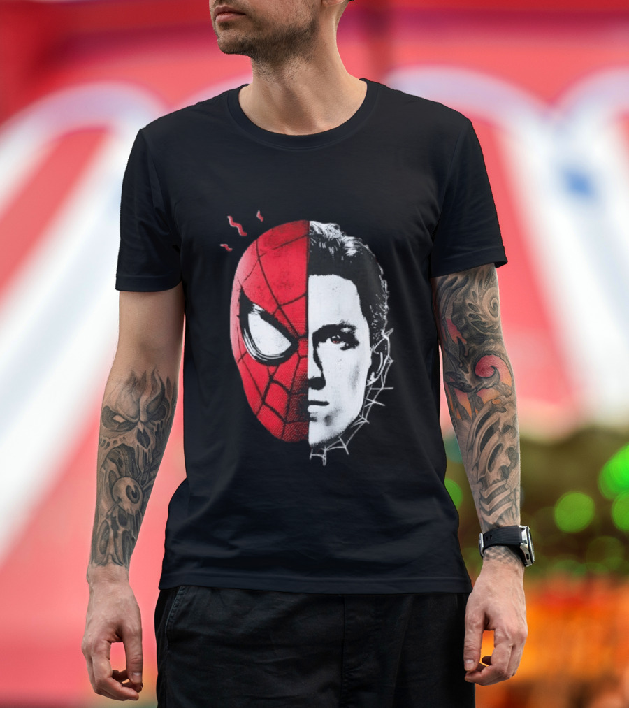 Tom Holland Spider Man Split Face Marvel Mashup T-Shirt