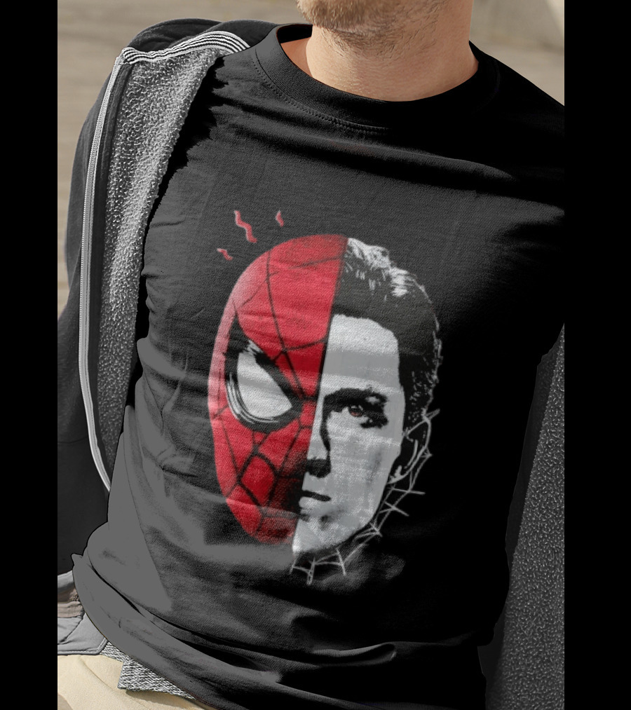 Tom Holland Spider Man Split Face Marvel Mashup T-Shirt