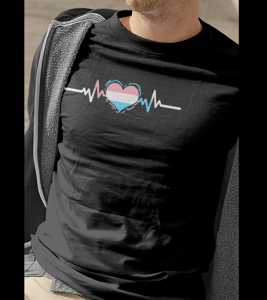 Transgender Pride Flag Heartbeat Line Symbolizing Love And Identity T-Shirt