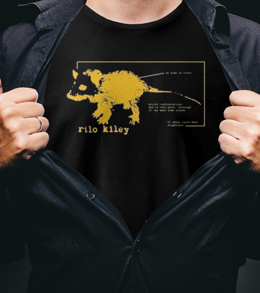 Rilo Kiley Possum Schematic Diagram With Bold Yellow Color T-Shirt