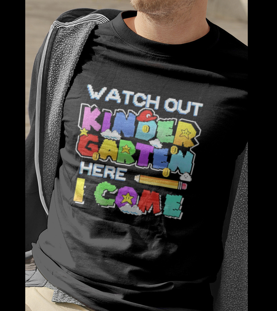 Out Kindergarten Here I Come Fun Colorful Back To School Kids T-Shirt
