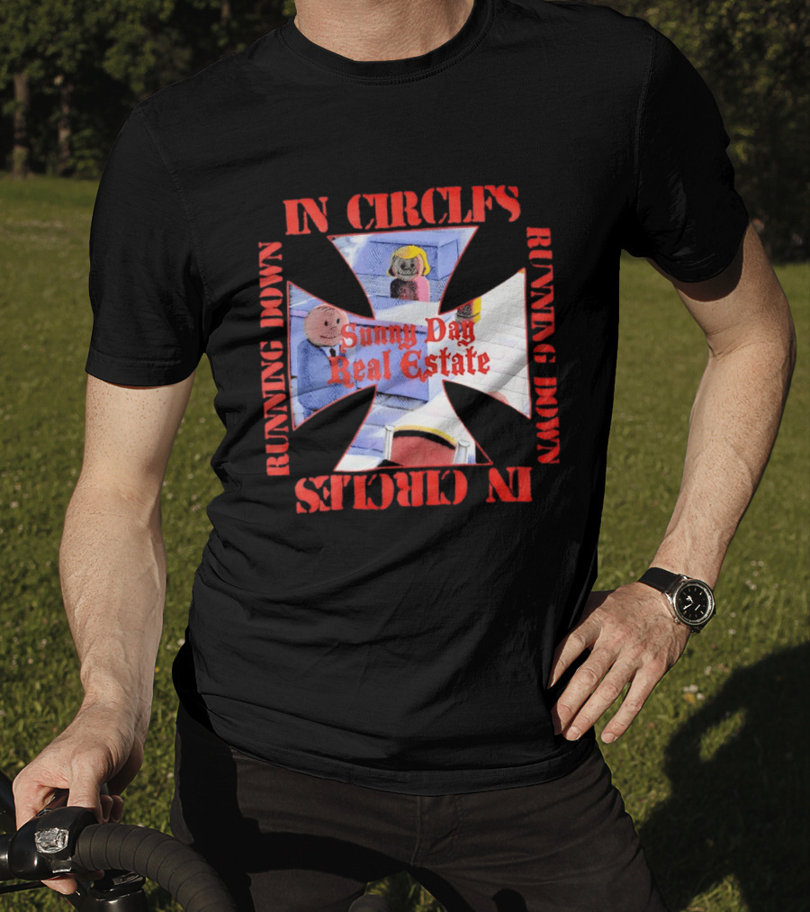Sunny Day Real Estate In Circles Running Down Vibrant Cross Characters T-Shirt