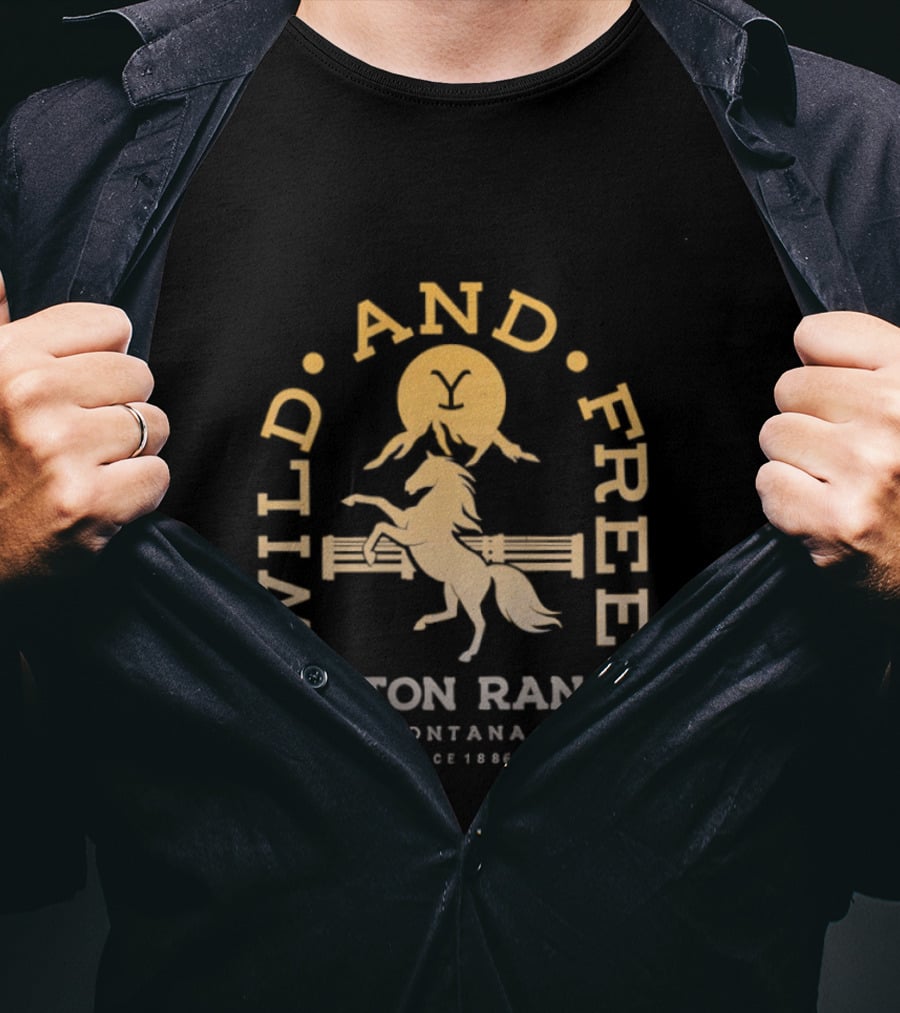Wild And Free Dutton Ranch Montana Since 1886 Riding Horse T-Shirt