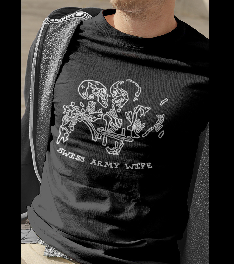 Swiss Army Wife Skeletons Kissing Romance T-Shirt