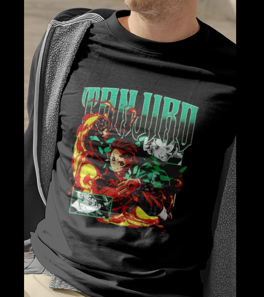 Tanjiro Kamado Flames Demon Slayer Anime Kimetsu No Yaiba T-Shirt