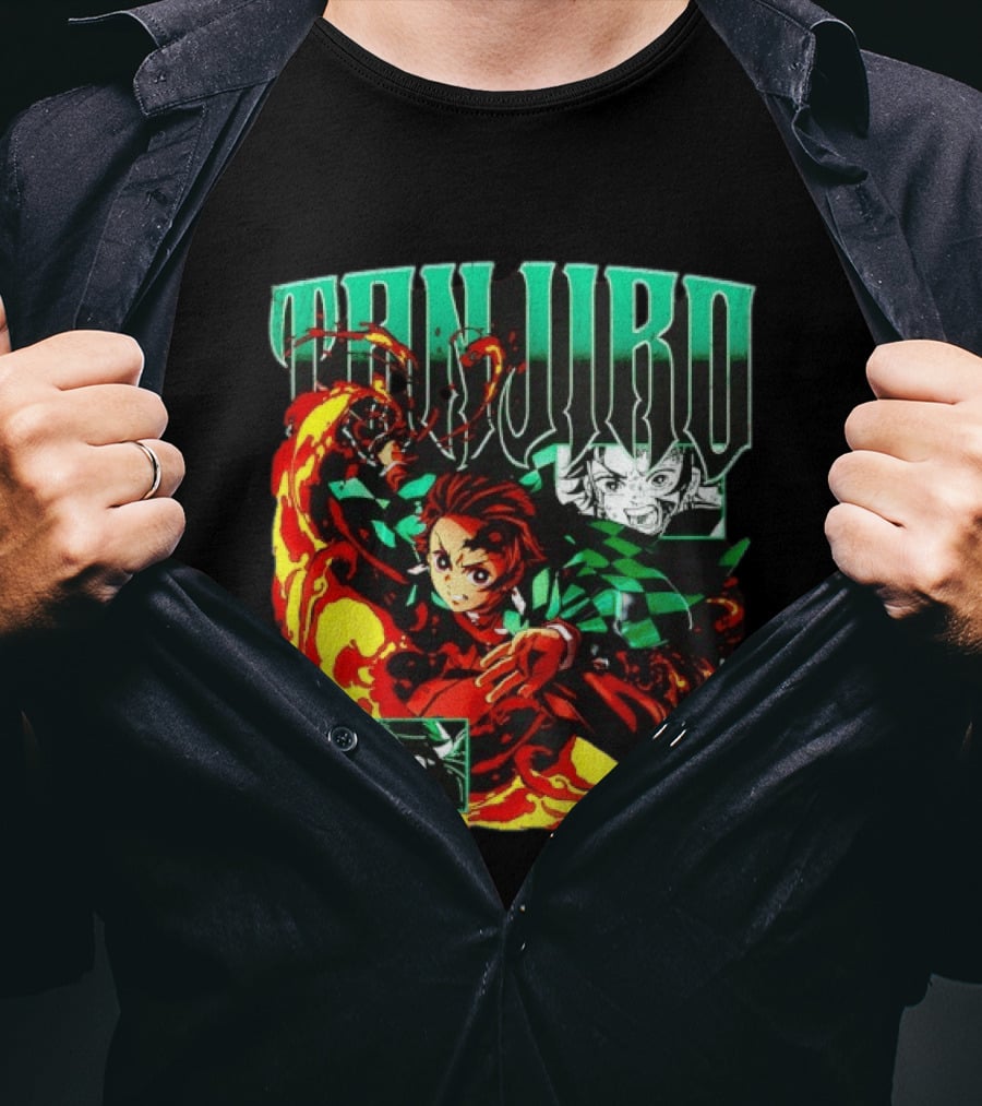 Tanjiro Kamado Flames Demon Slayer Anime Kimetsu No Yaiba T-Shirt