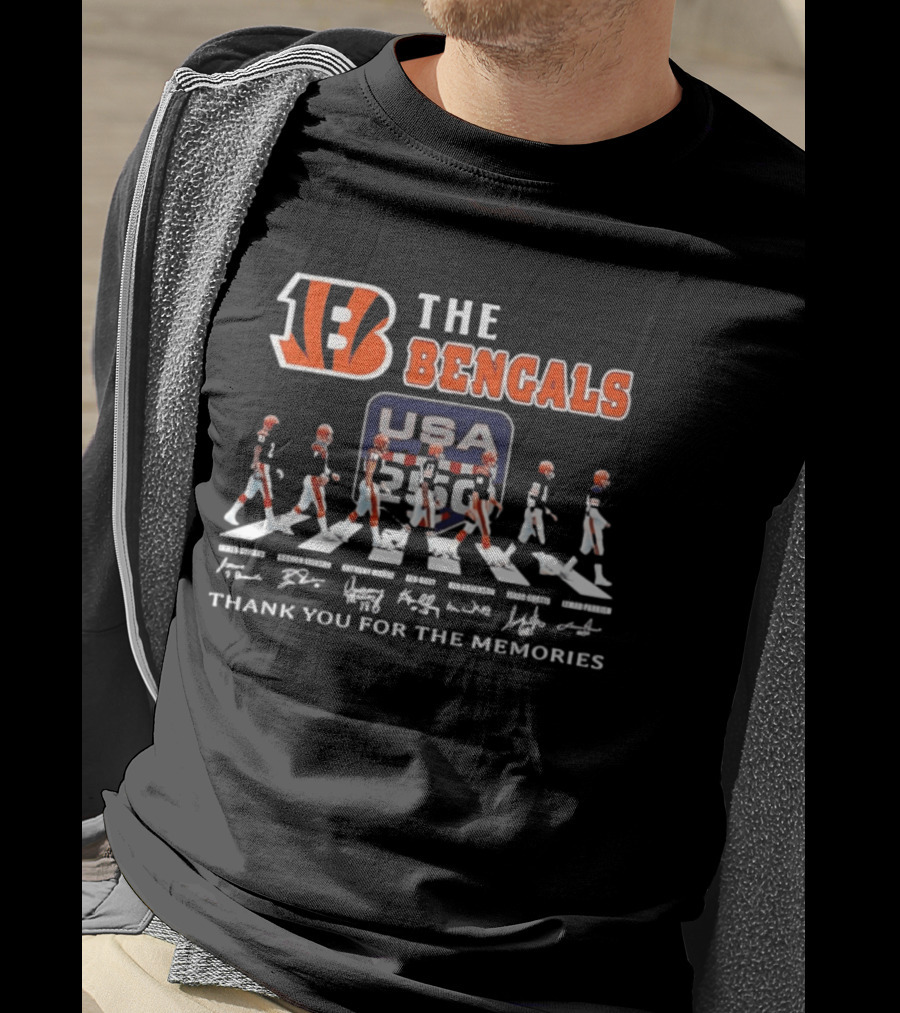 The Bengals James Brooks Boomer Esiason Anthony Munoz Ken Riley Ken Anderson Isaac Curtis Lemar Parrish USA 82 Thank You For The Memories T-Shirt
