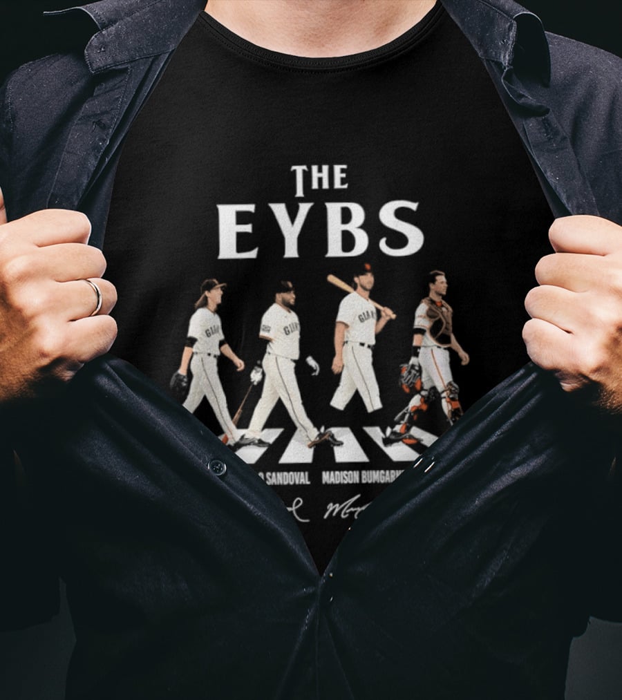 The EYBS Tim Lincicum Pablo Sandoval Madison Bumgarner Buster Posey Signatures Abbey Road SF Giants T-Shirt