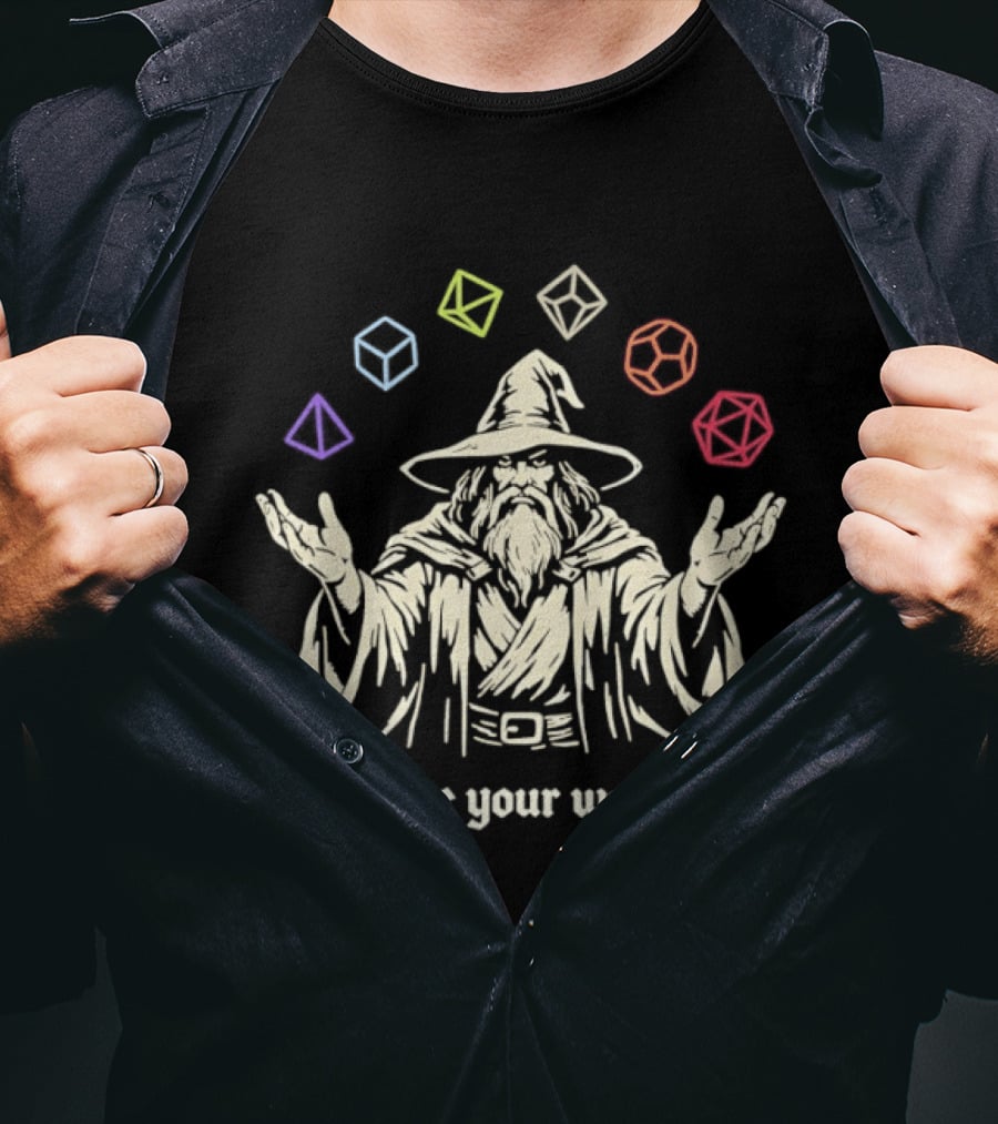 Wizard Juggling DnD Dice Choose Your Weapon T-Shirt