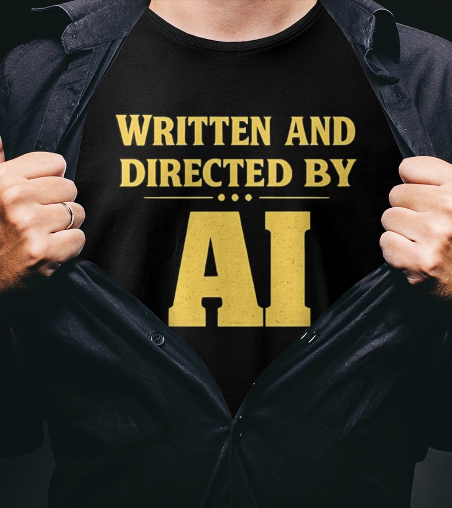 Written And Directed By AI Text Yellow Font T-Shirt
