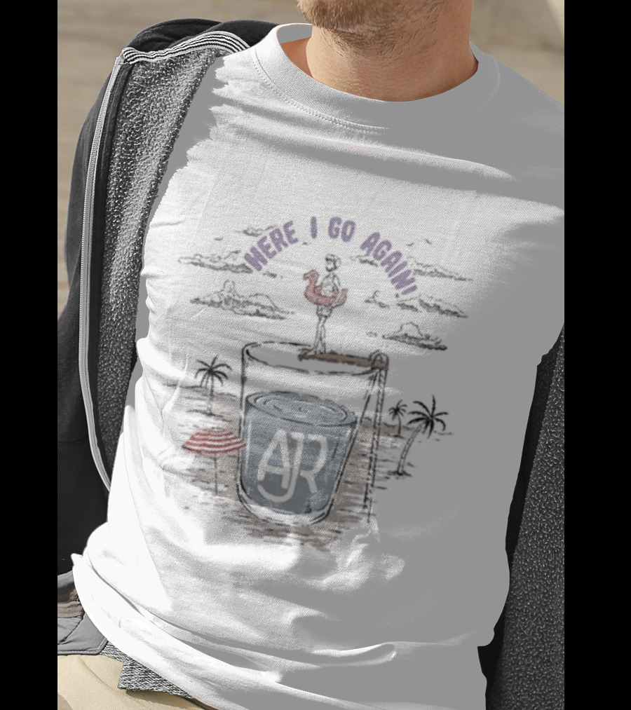 AJR Here I Go Again Red Bird And Island Scene T-Shirt