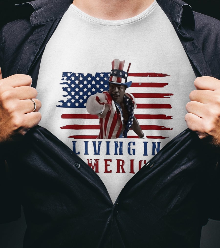 Apollo Creed Living In America Uncle Sam Flag Outfit T-Shirt