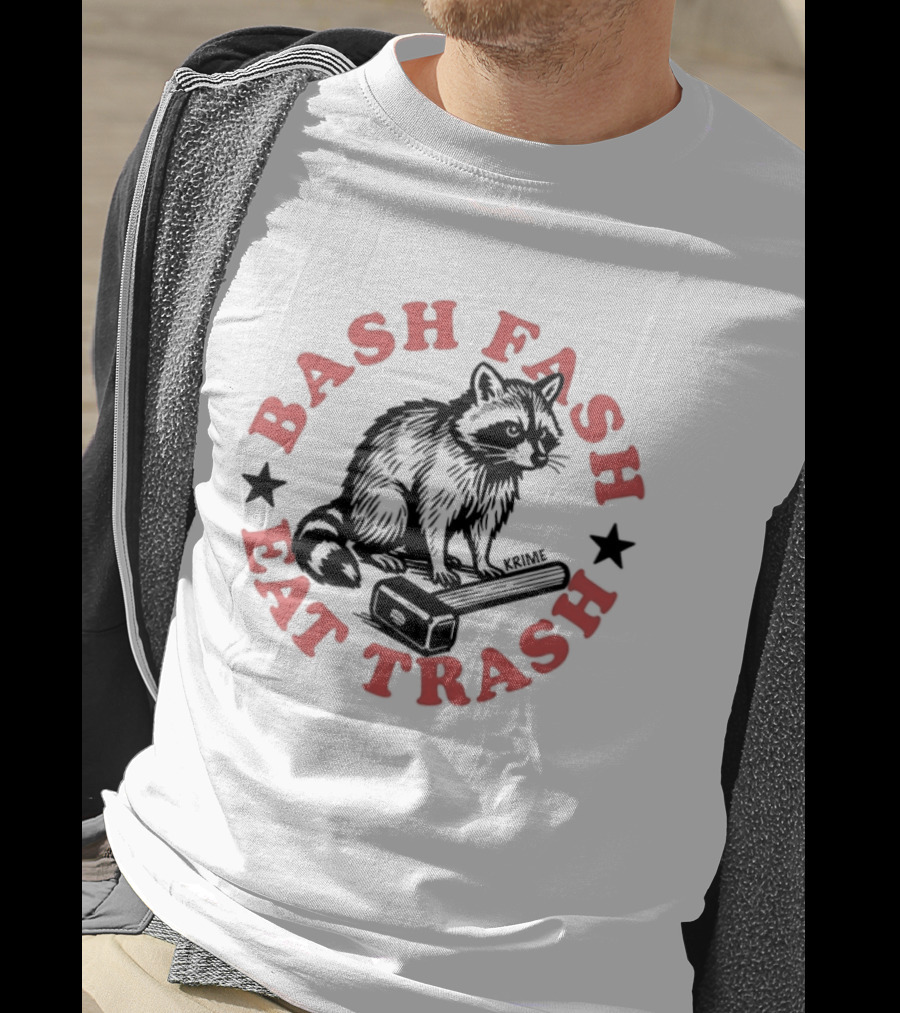 Raccoon Bash Fash Eat Trash Antifa Slogan Star T-Shirt