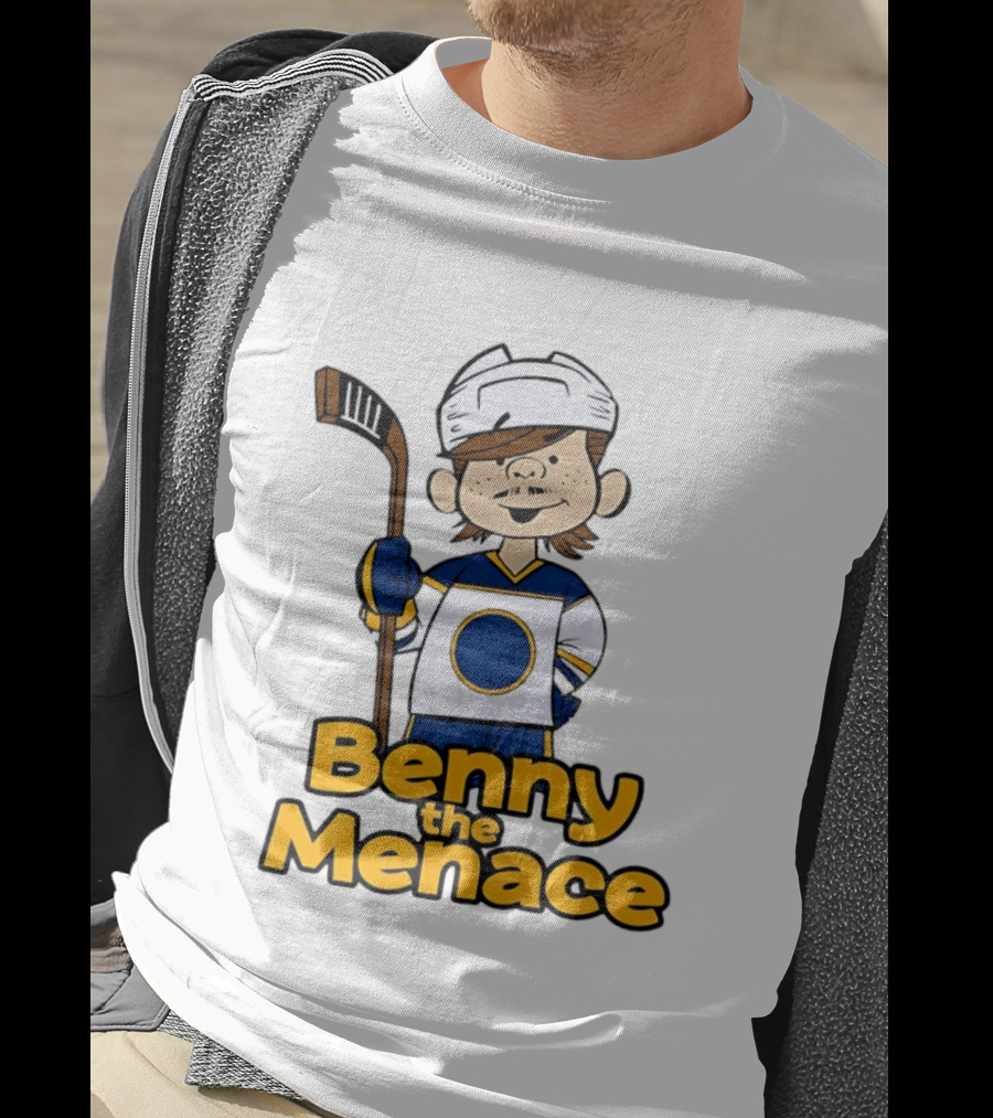 Benny The Menace Jordan Binnington St Louis Blues NHL Hockey Player Cartoon T-Shirt