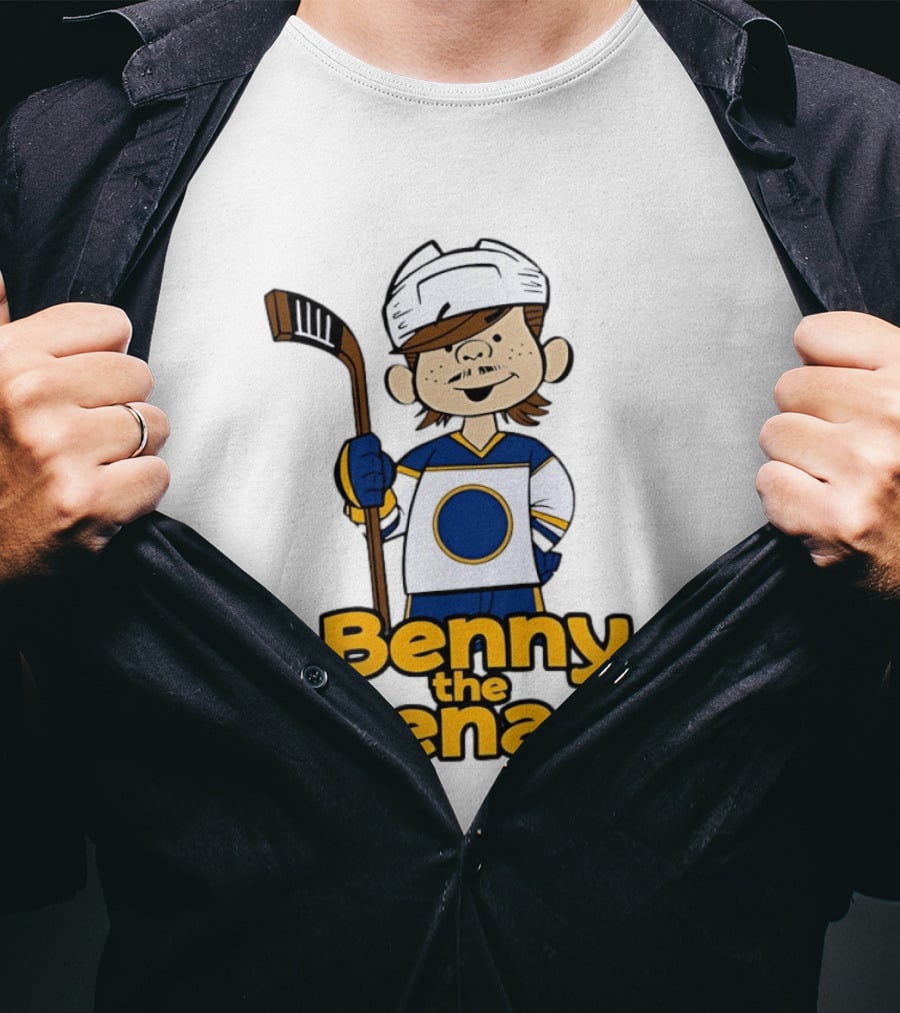 Benny The Menace Jordan Binnington St Louis Blues NHL Hockey Player Cartoon T-Shirt