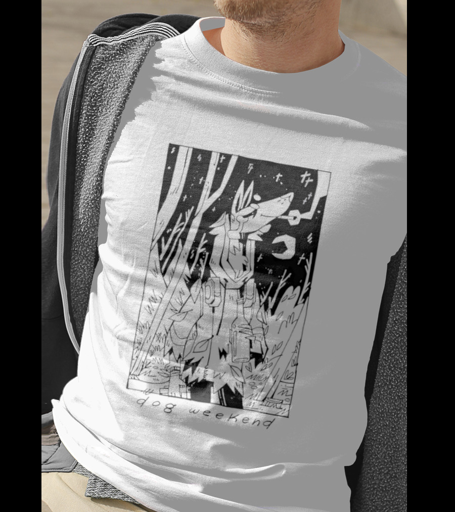 Dog Woods Weekend Forest Scene With Moon And Trees T-Shirt