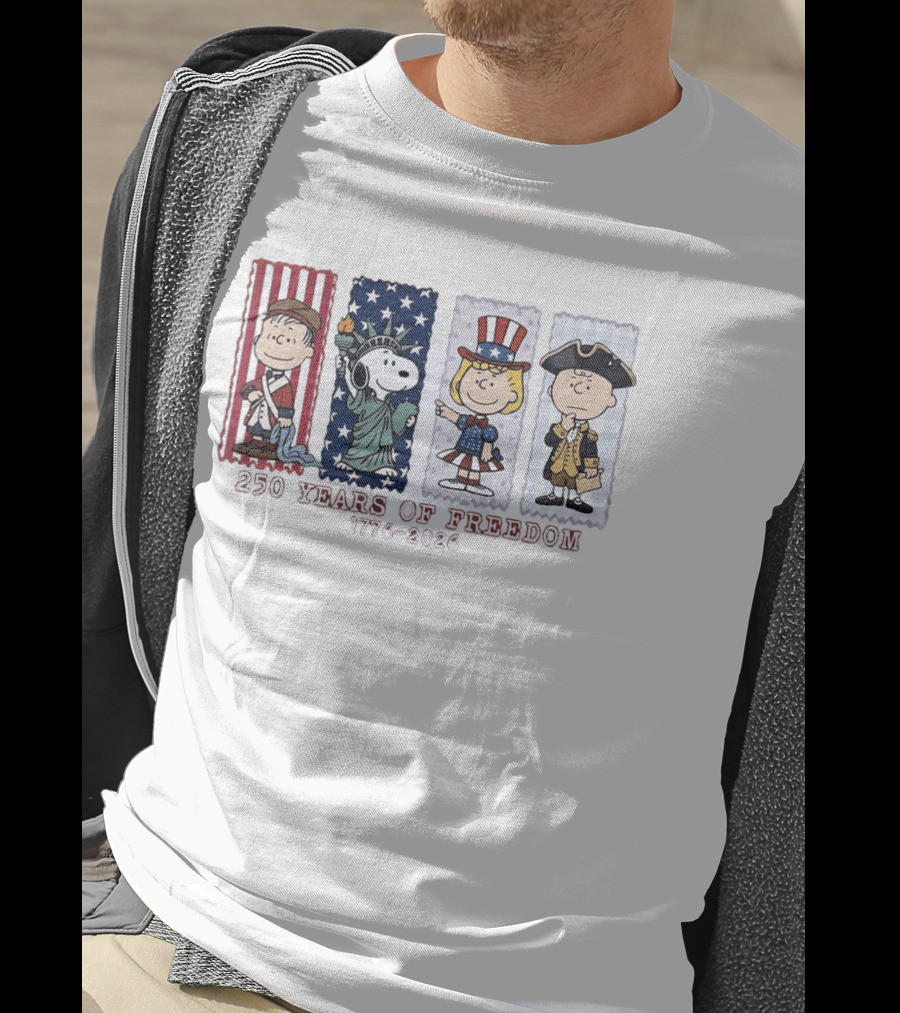 Peanuts 250 Years Of Freedom 1776 2026 America Celebration With Iconic Characters T-Shirt