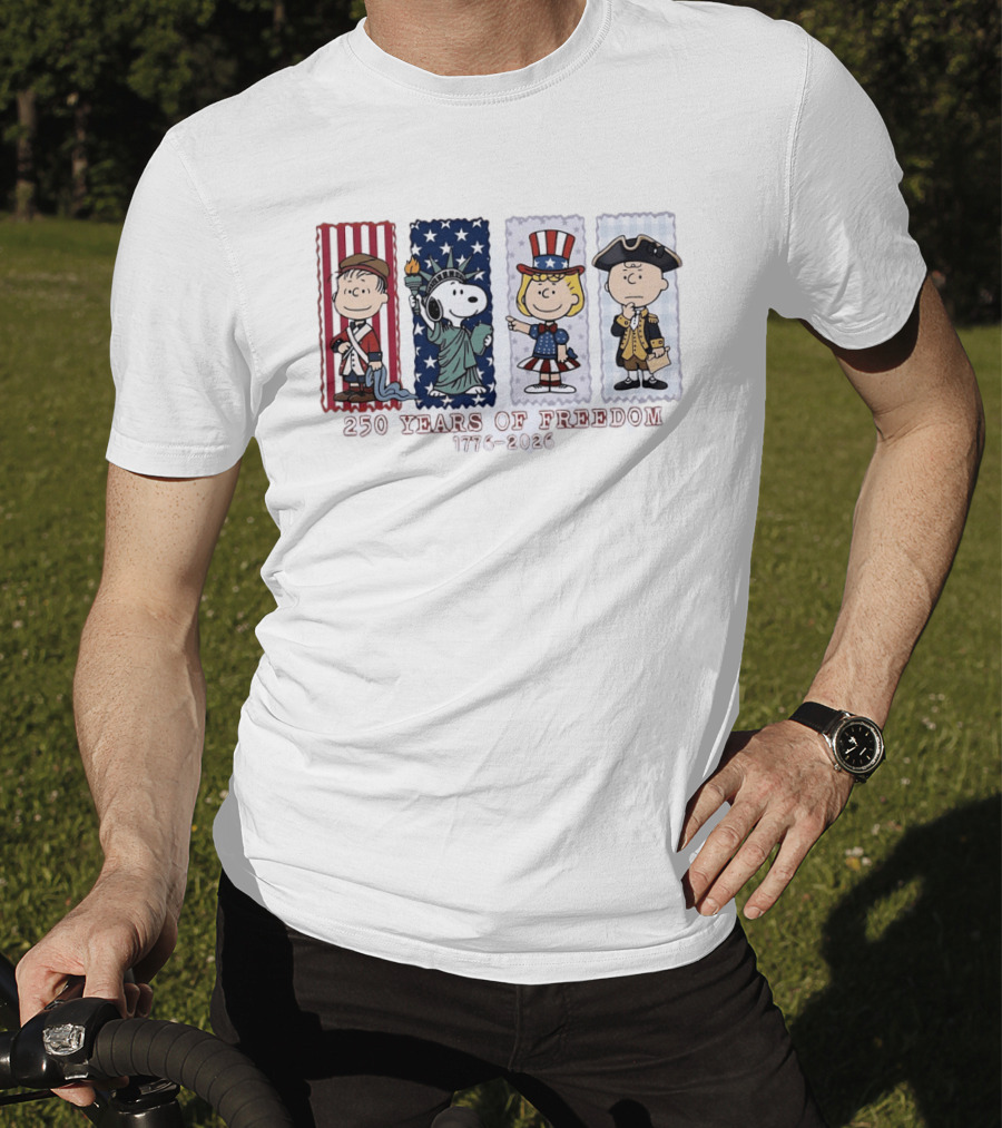 Peanuts 250 Years Of Freedom 1776 2026 America Celebration With Iconic Characters T-Shirt