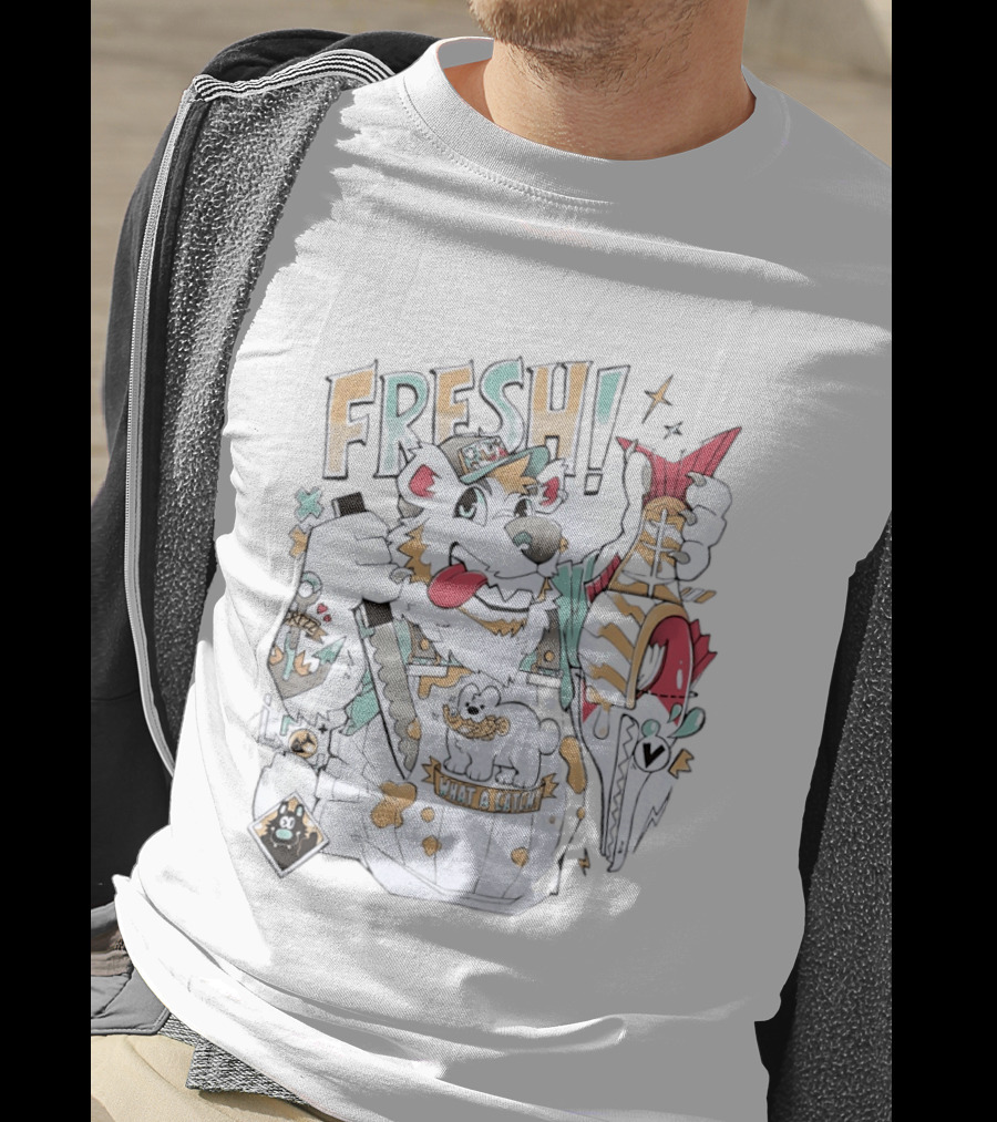 FRESH Polar Bear What A Catch With Fish Animation T-Shirt