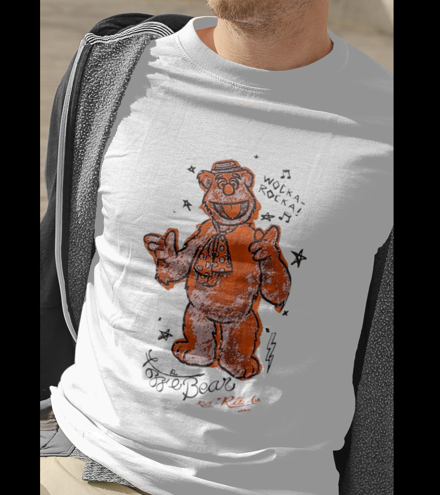 Fozzie Bear Wocka Rocka Rock N Roller Muppet Tie Star Music Notes T-Shirt