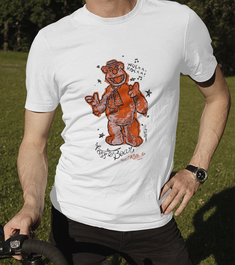 Fozzie Bear Wocka Rocka Rock N Roller Muppet Tie Star Music Notes T-Shirt