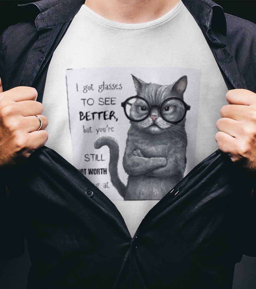 I Got Glasses To See Better Cat Humor Still Not Worth Looking At T-Shirt
