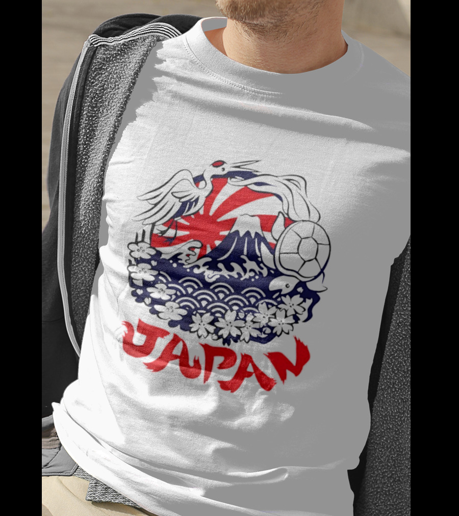 Japan Mt Fuji Crane Turtle Sakura Rising Sun Symbolism T-Shirt