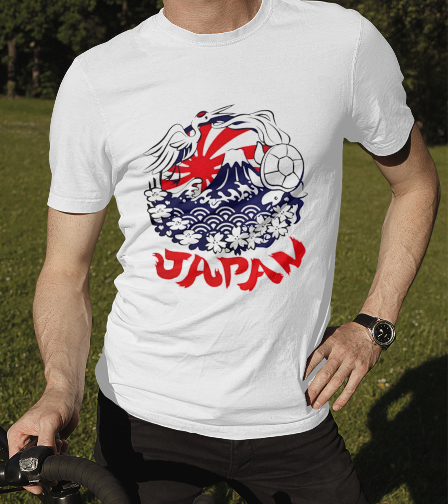 Japan Mt Fuji Crane Turtle Sakura Rising Sun Symbolism T-Shirt