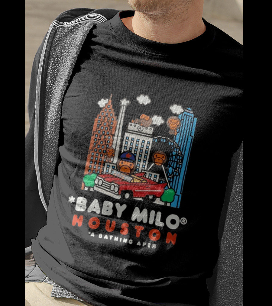 Baby Milo Houston A Bathing Ape City Skyline Car Scene T-Shirt