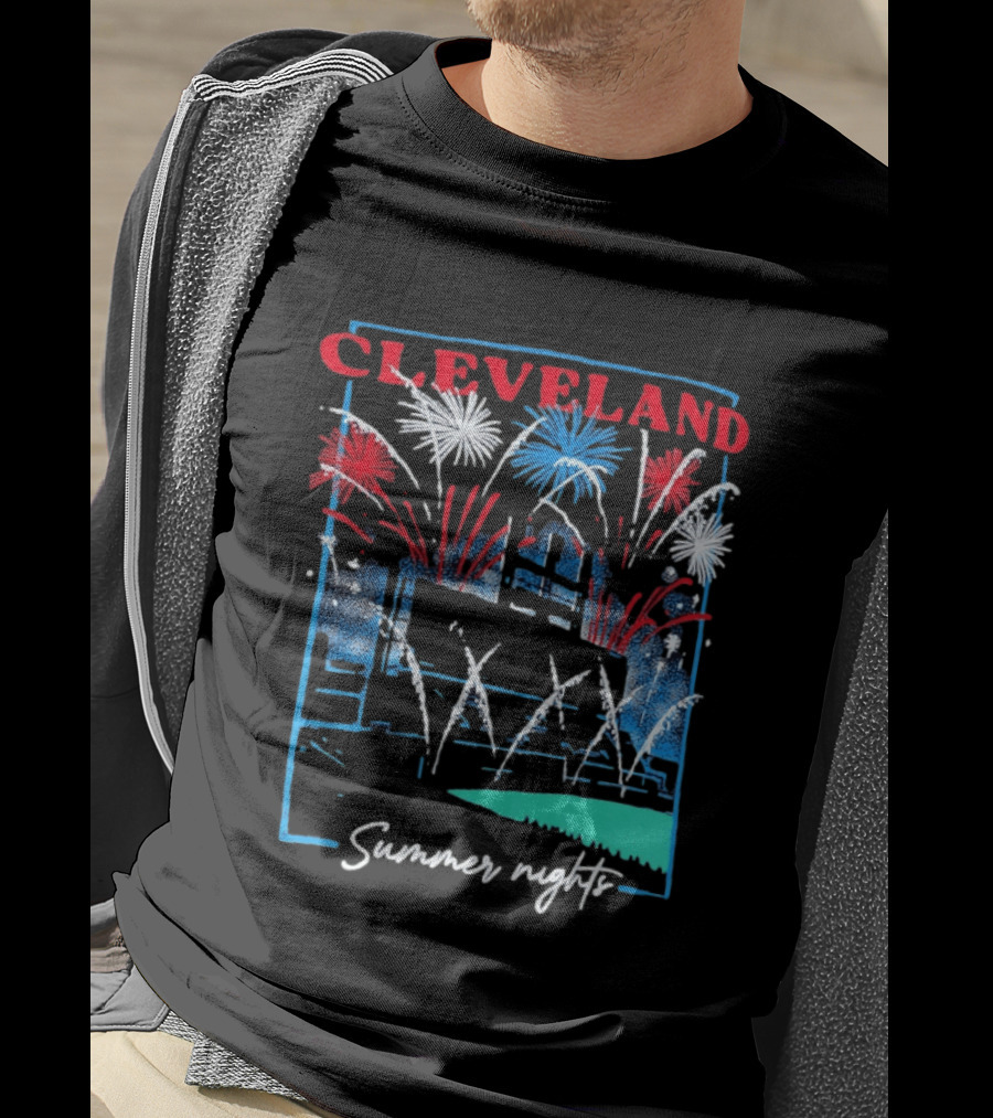 Cleveland Fireworks Summer Nights Baseball City Love T-Shirt