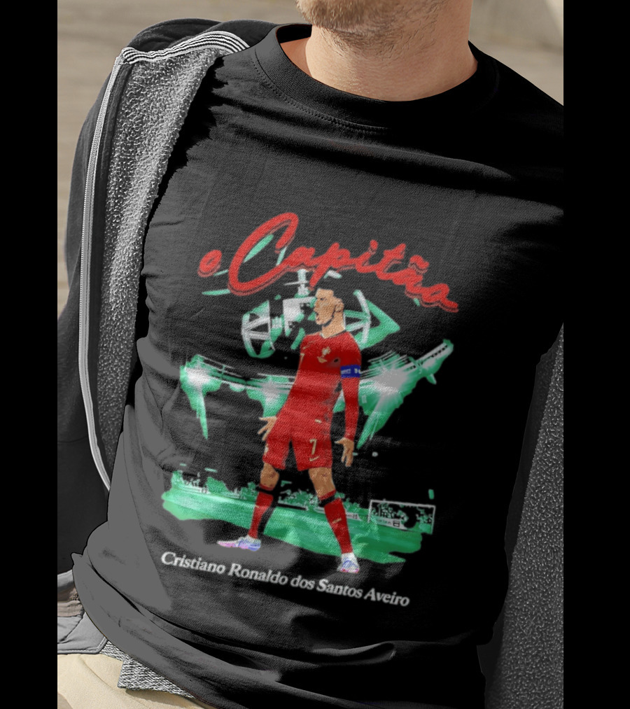 Cristiano Ronaldo O Capitão 7 Dos Santos Aveiro Celebrating Soccer Stadium T-Shirt