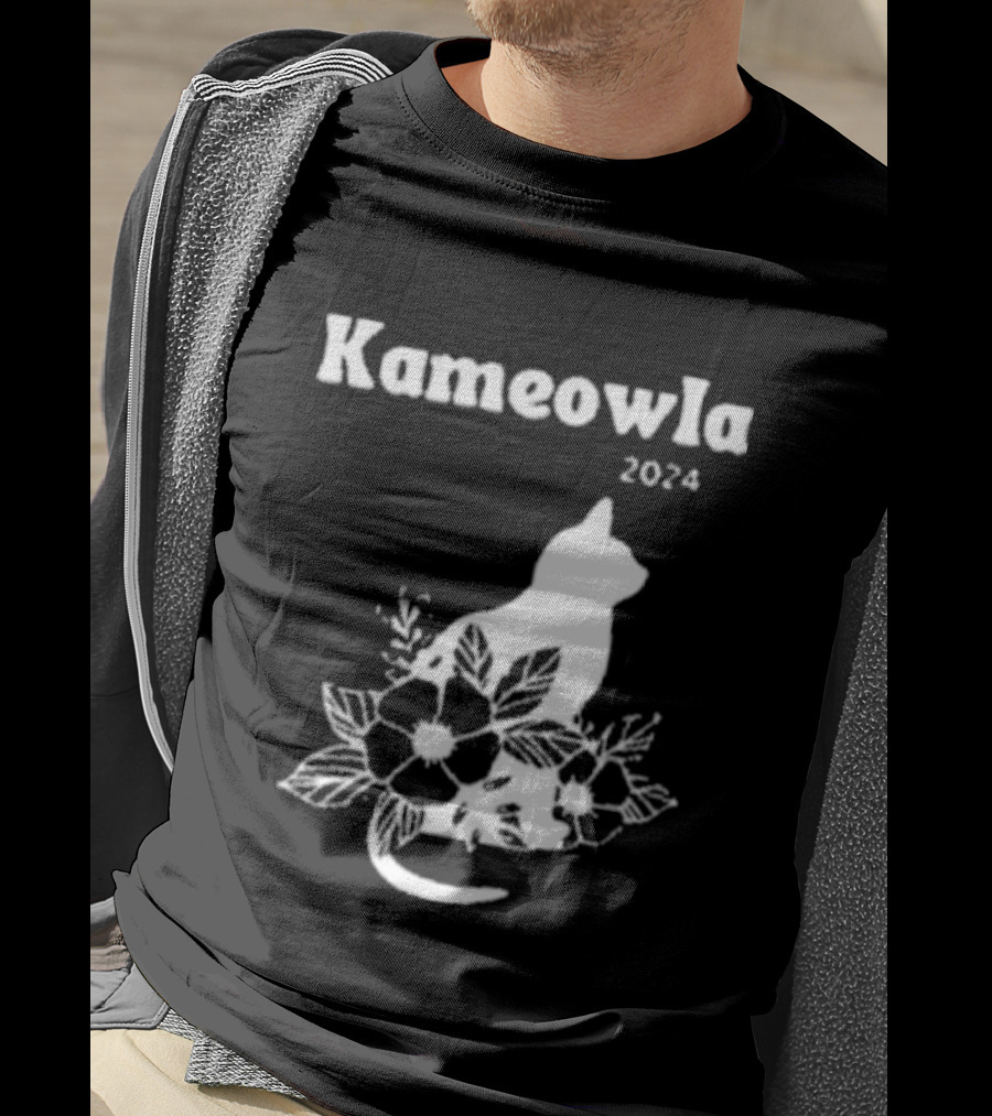 Kameowla 2024 Cat Floral Theme Kamala Cat Lady T-Shirt