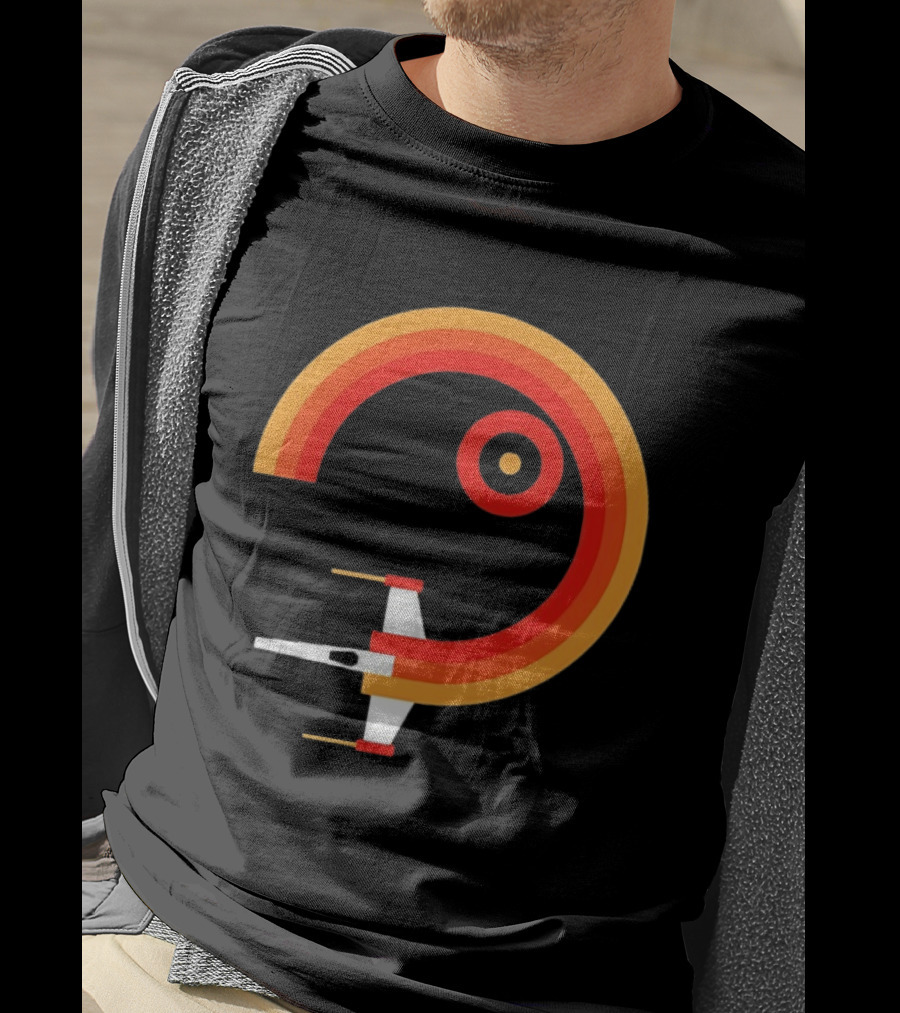 Star Wars X Wing Retro Sunset Circle T-Shirt