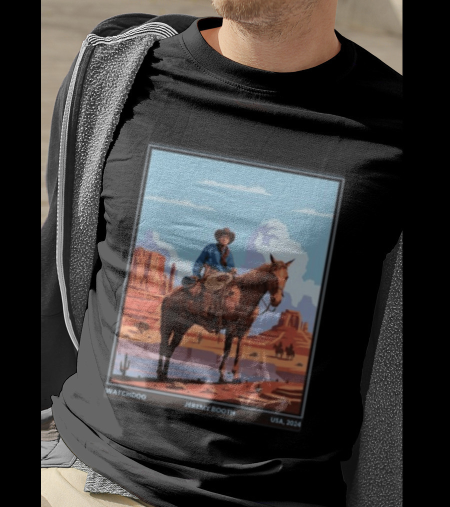 Dog Jeremy Booth USA 2020 Cowboy And Horse Desert Scene T-Shirt