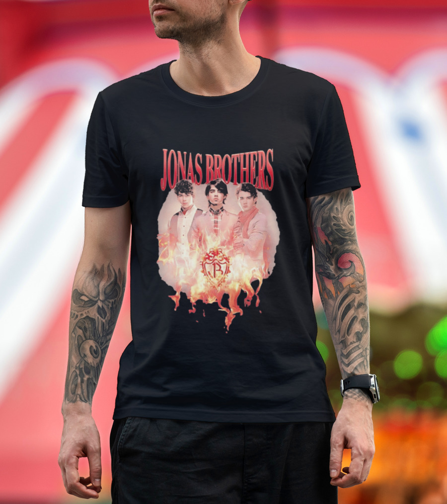 Jonas Brothers Fire Flame Trio Band Photography T-Shirt